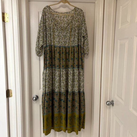 Natural Life Auguste Maxi Dress, Chartreuse Floral XL - Picture 2 of 8